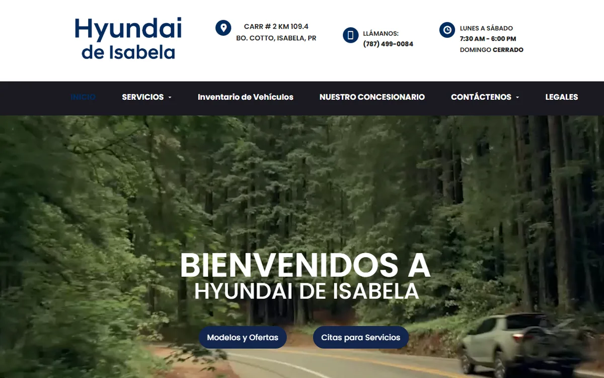 Página web de Hyundai de Isabela