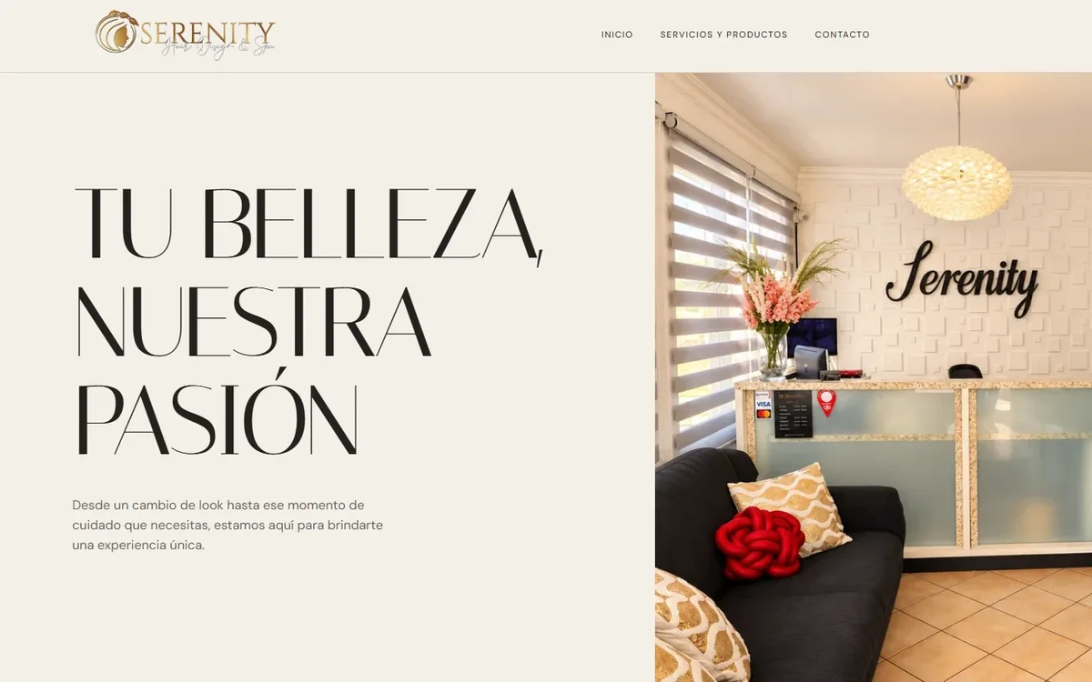 Página web de Serenity Hair Design & Spa